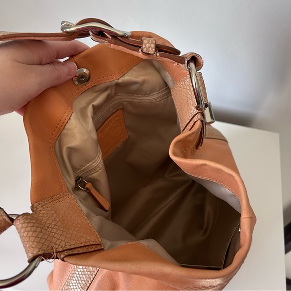 Coach Penelope Shoulder Hobo Bag in a Peach Coral Leather - Picture 10 of 13